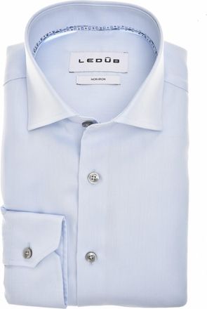 Led&ucirc;b Overhemd Ledub lichtblauw Modern Fit katoen effen wide spread