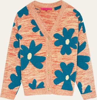 The Elder Statesman Floral Sun and Moon Cashmere V-Neck Cardigan