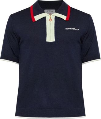 Casablanca Merino T-shirt met korte mouwen - Heren - Polos - Blauw - L - Wol - Tops