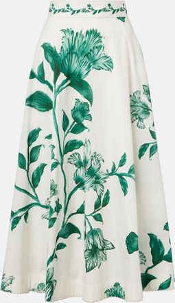 Agua Bendita Bergamota embellished floral cotton maxi skirt