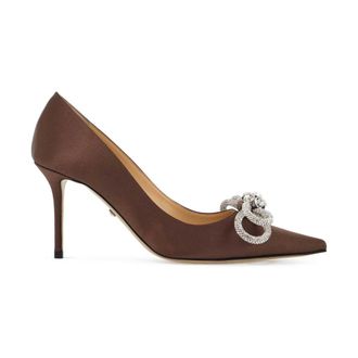 Mach & Mach Pumps, female, Brown, Size: 9 US Crystal-Studded Double Bow Pumps