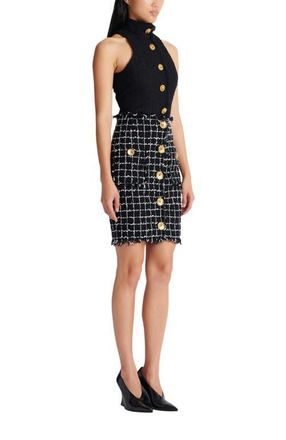 Balmain Tweed pencil skirt with buttons in Black at Nordstrom, Size 36 Eu