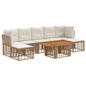 vidaXL Conjunto De Sof&aacute;s De Jard&iacute;n 8 Uds. Natural Y Crema Vidaxl