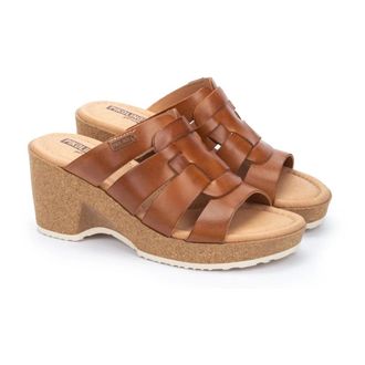 Pikolinos Comfortabele Sleehak Sandaal met Gewatteerde Binnenzool - Dames - Muiltjes - Bruin - 41 EU - Schoenen