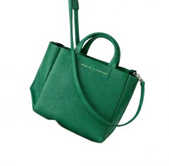 Ampersand As Apostrophe Womens Micro Tote Leather Bag In Emerald Green
