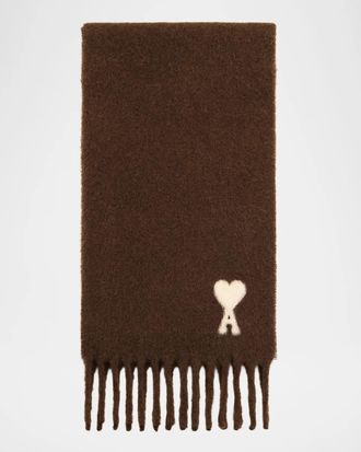 Ami Logo Alpaca-Blend Knit Scarf