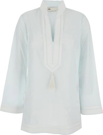 Tory Burch Katoenen tuniek - Dames - Tunieken - Blauw - M - Katoen - Overhemden