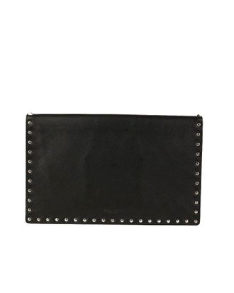 Valentino Black Leather Envelope Clutch (Authentic Pre-Loved)