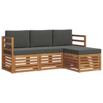 vidaXL Conjunto De Sof&aacute;s De Exterior 4 Pcs Natural Y Antracita Vidaxl
