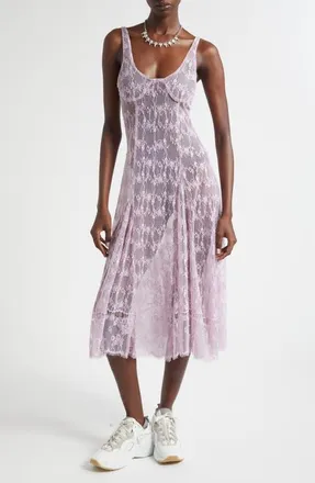 Collina Strada Pamela Sheer Lace Slipdress in Mauve at Nordstrom, Size X-Small