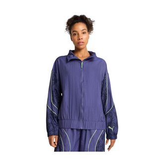 Puma Puma, Jassen, Dames, Blauw, M, Blauwe Lace-Up Track Jacket