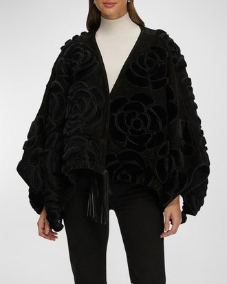 Gorski Select Shearling Lamb Floral Embroidered Reversible Jacket