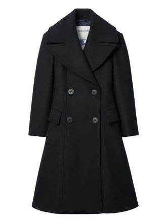 Burberry double-breasted coat - women - Cupro/Wool - 14 - Blue