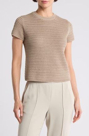 Vince Cotton Crochet Crewneck T-Shirt in Oyster at Nordstrom Rack, Size X-Large