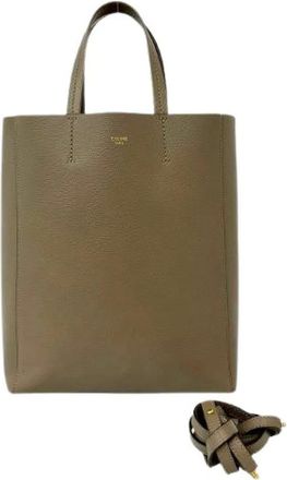 Celine Pre-owned Tote Bags, female, Beige, Size: ONE SIZE Pre-owned Vertical Cabas Small Leather 2way bag