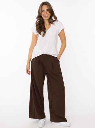 Zwillingsherz Bundfaltenhose ZWILLINGSHERZ Bundfalten, Damen, Gr. L/XL, N-Gr, braun, Web, Obermaterial: 95% Polyester, 5% Elasthan, Hosen Bundfaltenhose