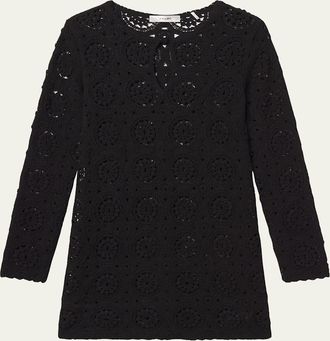 Frame Denim The Crochet Keyhole Mini Dress