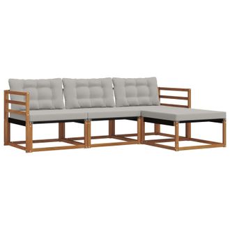 vidaXL Conjunto De Sof&aacute;s De Exterior 4 Pcs Gris Natural Y Claro Vidaxl