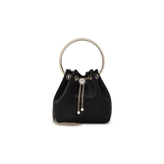 Jimmy Choo London Black Bon Bon Satin Handbag-Donna