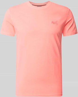 Superdry T-Shirt mit Rundhalsausschnitt und Label-Stitching in Koralle, Gr&ouml;&szlig;e XXXL