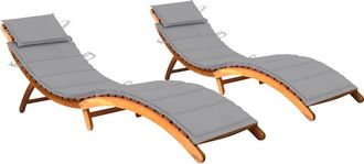 vidaXL Tumbonas 2 Unidades Con Cojines Madera Maciza De Acacia Vidaxl