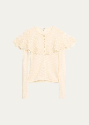 Sea New York Chandra Lace Capelet Open-Knit Cardigan