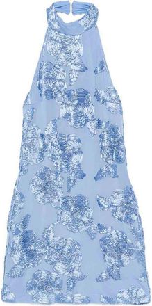 Rotate Short Light Blue Dress With Floral Embroidery