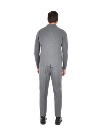 Drumohr Mens Double-Breasted Blazer Gray Merino Wool Jacket