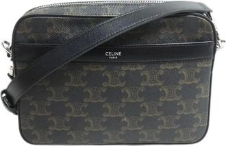 Celine Pre-owned Cross Body Bags, male, Black, Size: ONE SIZE Pre-owned Triomphe Canvas Shoulder Bag