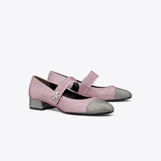 Tory Burch Womens Cap-Toe Mary Jane Pavé Heeled Ballet, size 3.5