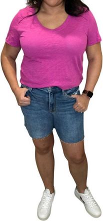 Judy Blue High Waist Raw Hem Shorts In Medium Wash