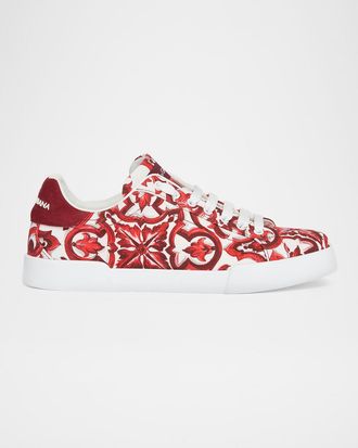 Dolce & Gabbana Men & apos;s Majolica Canvas Low-Top Sneakers