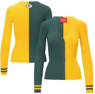 Staud Womens STAUD Green/Gold Green Bay Packers Cargo Sweater at Nordstrom, Size X-Large