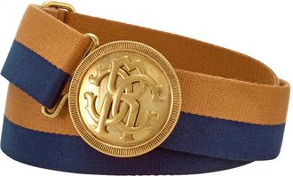 Roberto Cavalli Mens Adjustable RC Monogram Ribbon Belt, Size 95 cm