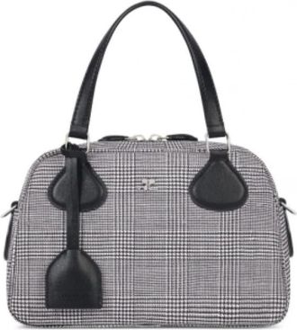 Courr&egrave;ges Prince of Wales Bowlingtas - Dames - Handtassen - Grijs - ONE Size - Leer - Tassen