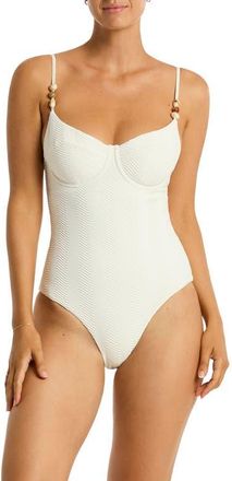 Sea Level Australia Caracus Balconette Underwire One-Piece Swimsuit in Coconut at Nordstrom, Size 10 Us