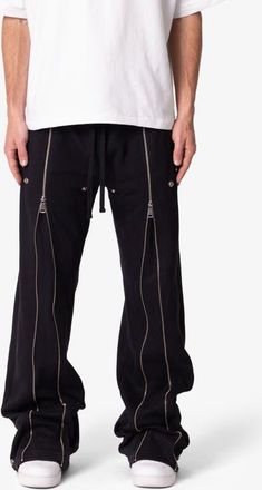 mnml Rivet Zipper Flare Leg Sweatpants in Black at Nordstrom, Size Xx-Large
