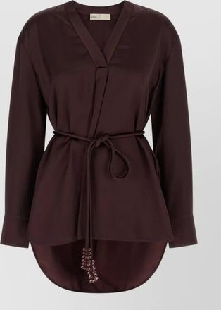 Tory Burch viscose satin asymmetric v-neck blouse