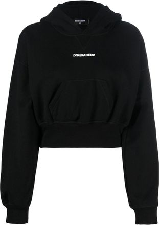 Dsquared2 logo-print attached-cap hoodie - women - Cotton - S - Black
