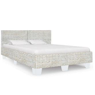 Berkfield Home Bed Frame Grey Natural Rattan 160x200 cm