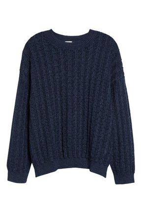 Eleventy Pointelle Crewneck Sweater in Blue at Nordstrom, Size X-Small
