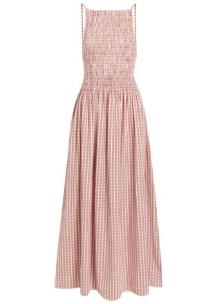 Faithfull The Brand Laia Checked Shirred Cotton Maxi Dress - Red And White - XL (UK16 / XL)