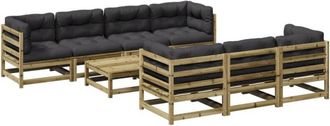 vidaXL Set De Sof&aacute;s Jard&iacute;n 8 Pzas Con Cojines Madera Pino Impregnada Vidaxl
