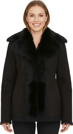 Infinity Leather Womens Black Sheepskin Toscana Merino Shearling Suede Leather Jacket-Siena