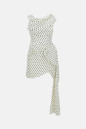 Self Portrait Polka Dot Satin Tie Side Mini - Dames - Korte kleedjes - Wit - S - Polyester - Kleedjes
