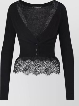 Ermanno Scervino cashmere v-neck lace layered cardigan