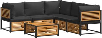 vidaXL Set De Sof&aacute;s De Jard&iacute;n Con Cojines 6 Pzas Madera Maciza Acacia Vidaxl