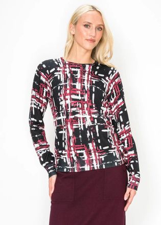 YAL New York Crew Neck Print Sweater in Black
