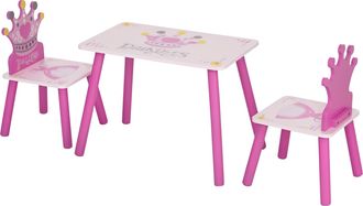 OEM Juego De Mesa Y 2 Sillas Infantiles De Madera Set De Mesa 55x34x42 Cm Sillas 28x26x50 Cm Para Ni&ntilde;os De 2-4 A&ntilde;os Para Dormitorio Color Rosa