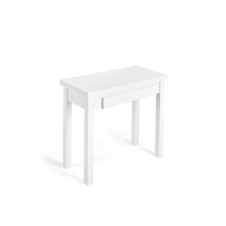 HERDASA Mesa cocina extensible libro de melamina y metal blanco l40/80 cm